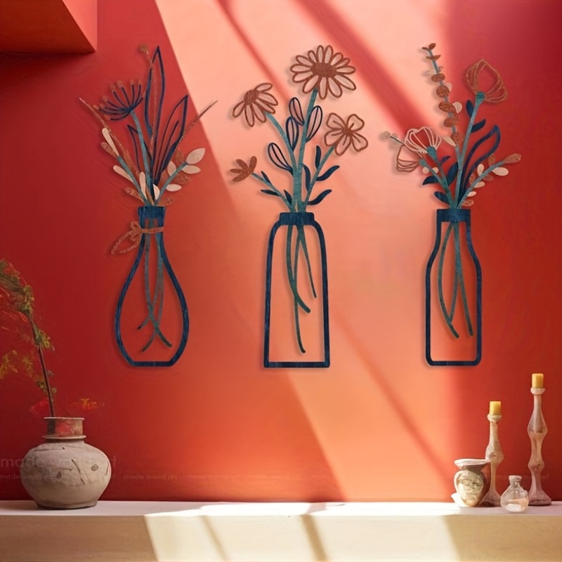 Interior Design Home - 3 Large Floral Wall Art Sculptures