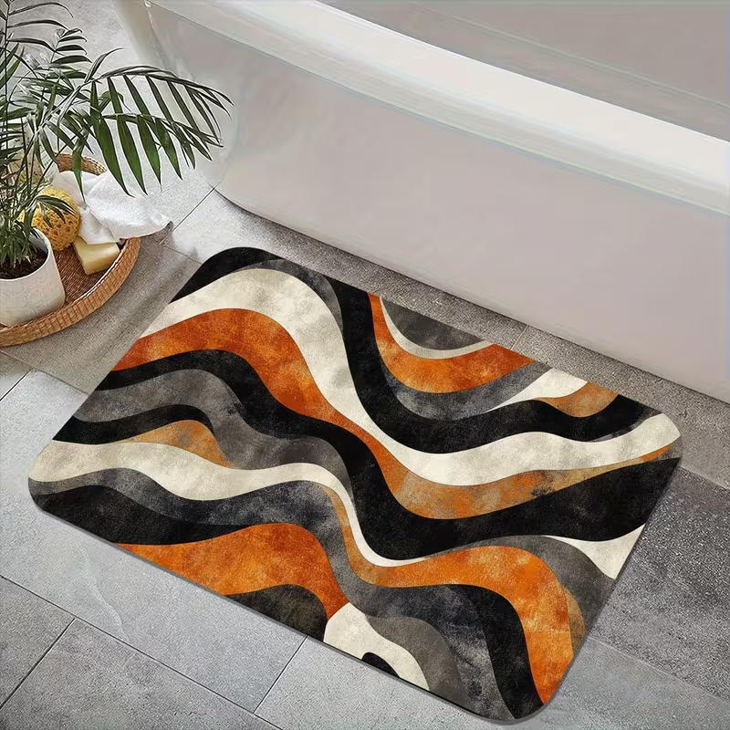 Printed Rug Abstract - Abstract Wavy Stripe Print Doormat Soft