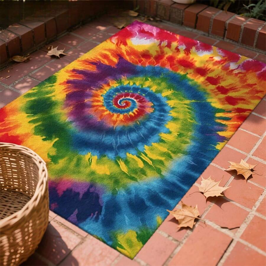 Printed Rug Abstract - Colorful Tie-Dye Spiral Abstract Pattern Area