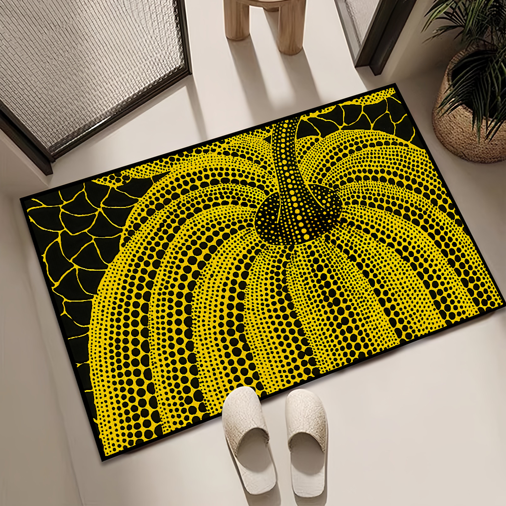 Printed Rug Abstract - Abstract Pumpkin Polka Dot Art Y-Yayoi