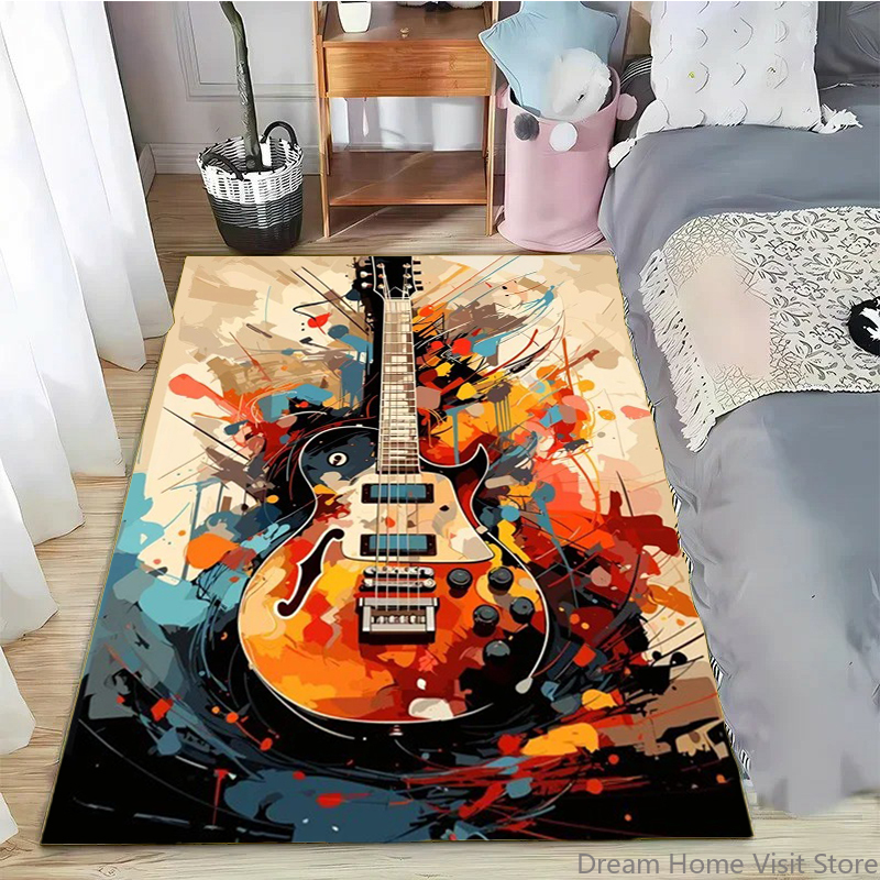 Printed Rug Abstract - Abstract Art Musical Instruments Rug Print
