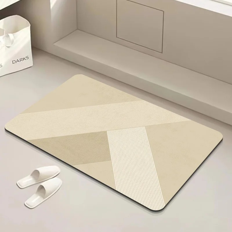 Printed Rug Abstract - Abstract Line Themed Welcome Mat Non‑Slip
