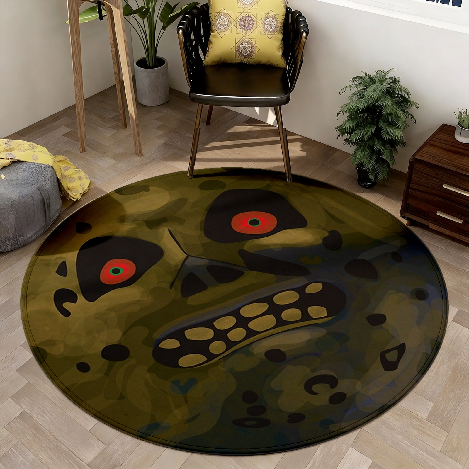 Modern Abstract Geometric Roun - Printed Rug Abstract のレビューと価格