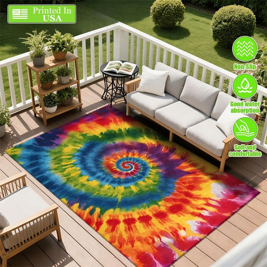 Colorful Tie-Dye Spiral Abstra - Printed Rug Abstract のレビューと価格