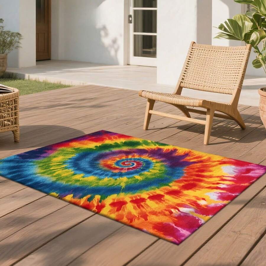 Colorful Tie-Dye Spiral Abstra - Printed Rug Abstract のレビューと価格
