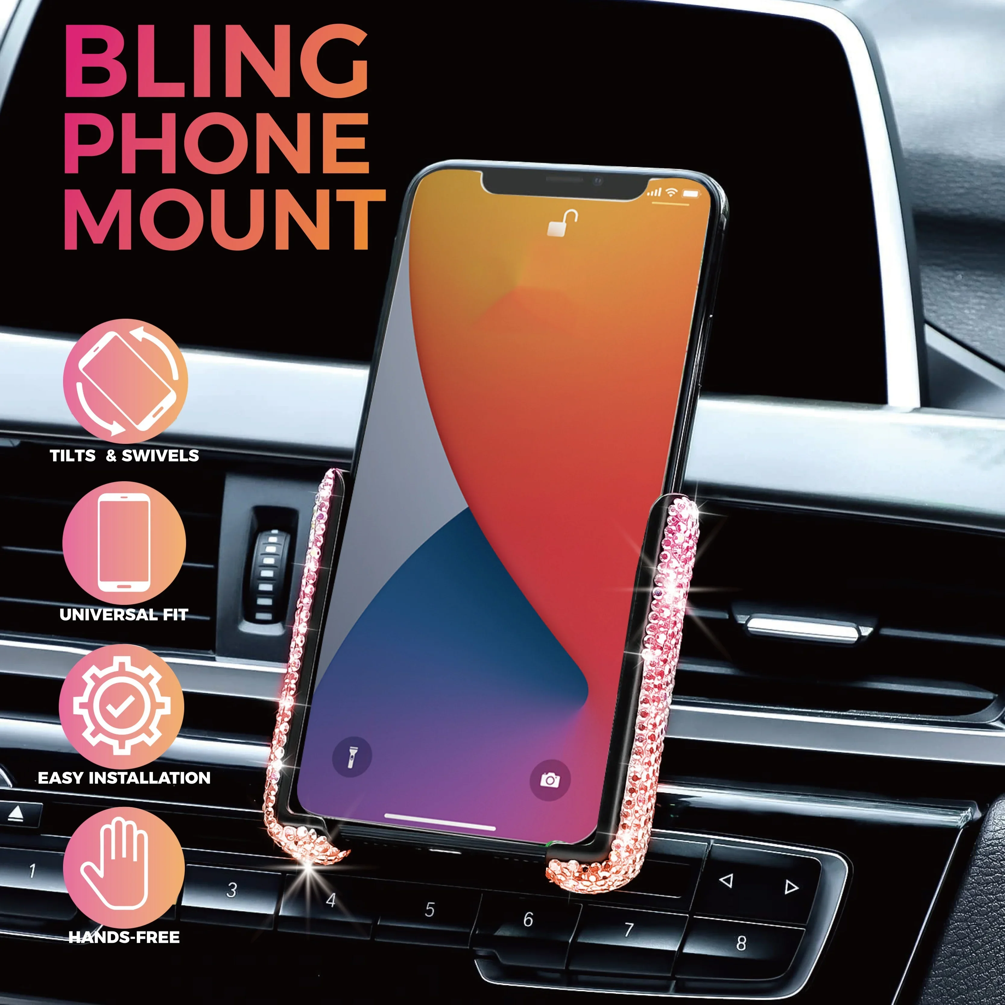 New Car Phone Holder Diamond C - Interior Design Texture のレビューと価格