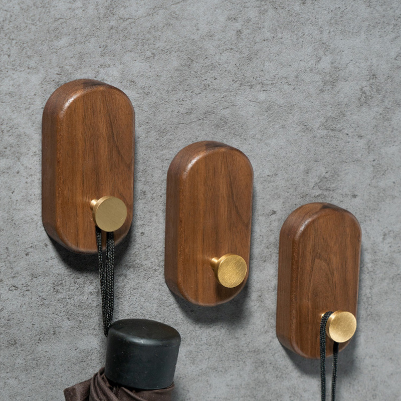2/1pcs Walnut Wood Brass Hook  - Interior Design Home のレビューと価格