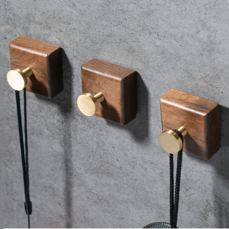 2/1pcs Walnut Wood Brass Hook  - Interior Design Home のレビューと価格