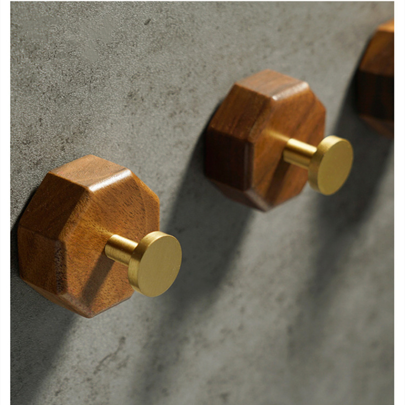 2/1pcs Walnut Wood Brass Hook  - Interior Design Home のレビューと価格